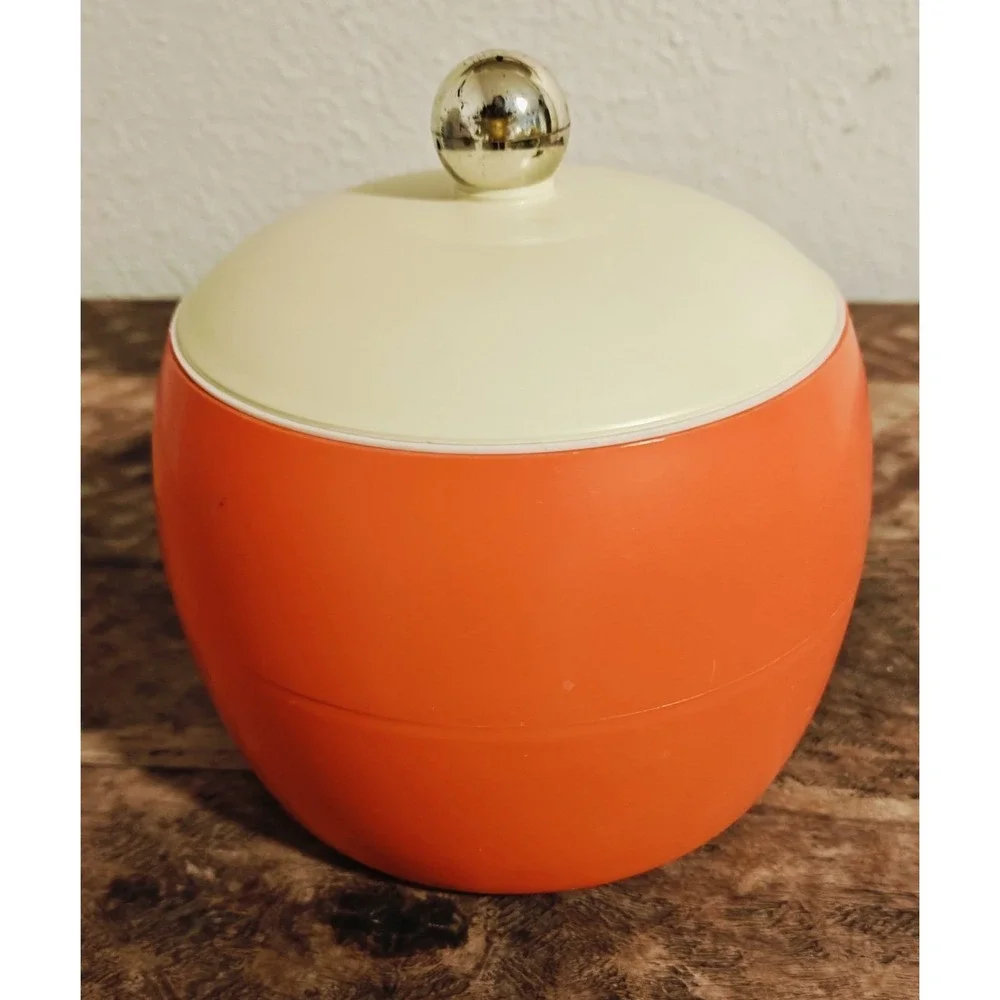 Rare Vintage GITS Ware No 185 Plastic Orange and White Ice Bucket W/Lid
